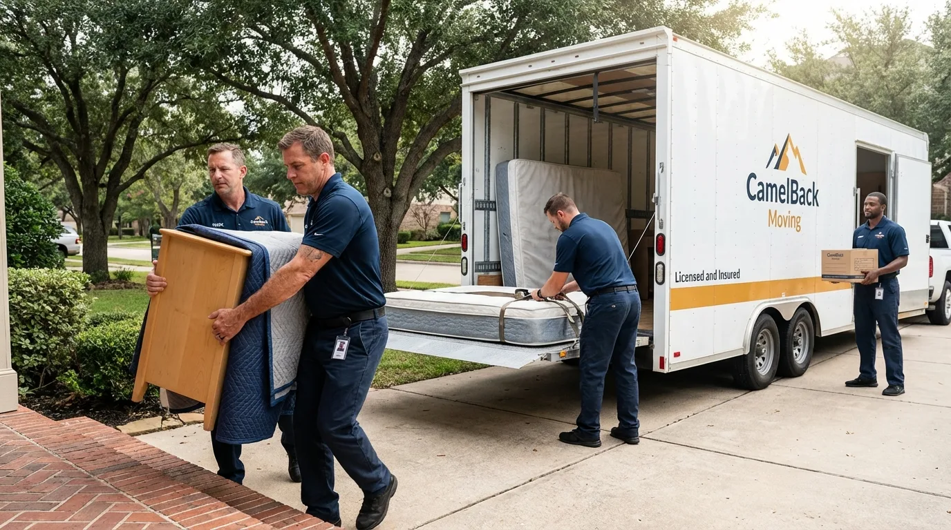 Crew loading residential truck for cross-state move from Palmer Lake, CO