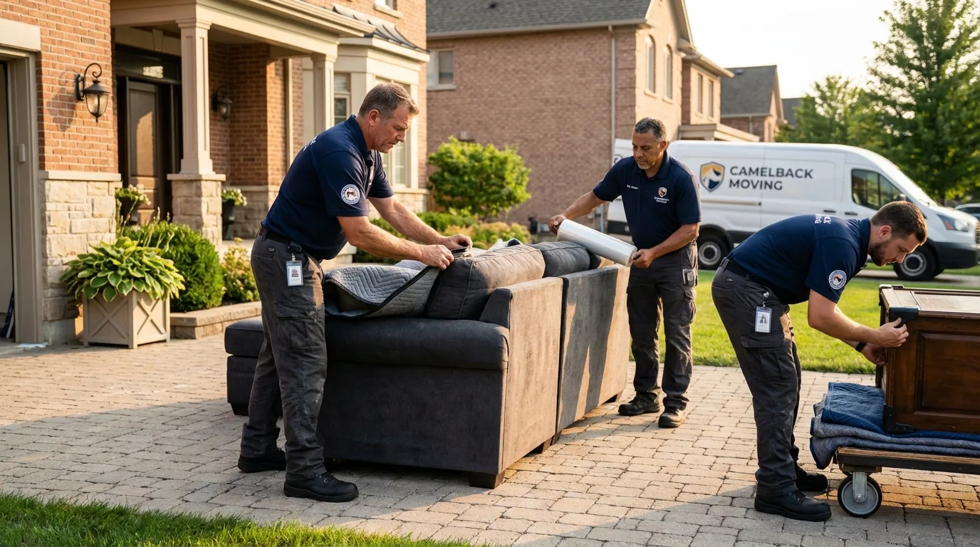 Large estate moving crew wrapping furniture in Palmer Lake, CO