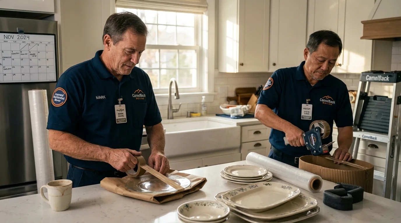 Professional crew packing kitchen dishware in Palmer Lake, CO